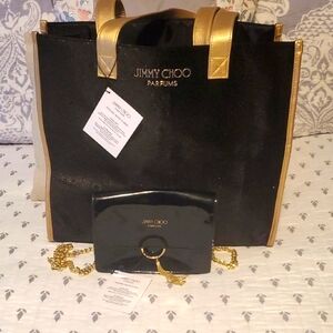 Jimmy Choo Black and Gold Bag Set